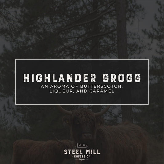Steel Mill Coffee Co. Highlander Grogg Flavored Coffee - Ground Coffee, Regular, Medium Roast, 100% Arabica Beans, Vegan, Gluten-Free, Sugar-Free, 12 oz Bag