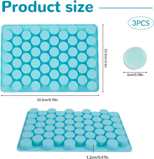 3 Pcs Round Chocolate Silicone Molds for Candy, Gummy, Caramels, Ganache, Ice Cubes, 55 Cavity Per Piece