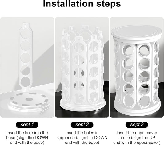 CEHNCEH Coffee Pod Carousel Organizer: Compatible with 40 Keurig K-Cup Pods, Large Compacity Coffee Capsule Holder, NEW Modern Design, Home or Office Kitchen Counter Organizer (White)