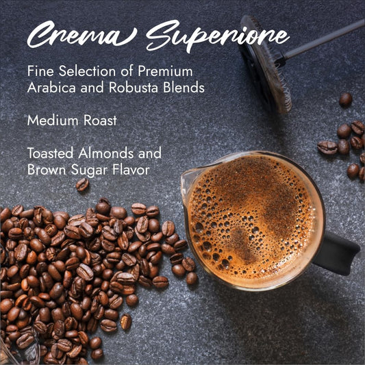 Caffe Borbone, Whole Bean Coffee Blend, Crema Superiore, Medium Roast, Roasted and Freshly Packaged in Italy, 2.2 Pound Bag (Pack of 2)