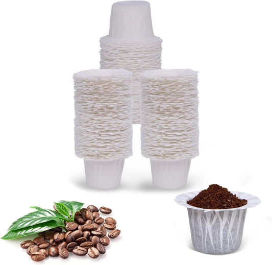 Reusable K Cup with Paper Coffee Filters 300 Count Coffee Paper Filters (One Kcup Included) Compatible with Keurig Single Serve 1.0 and 2.0, Fits All Brands K Cup Filter,300 Count & 1 Reusable K Cup