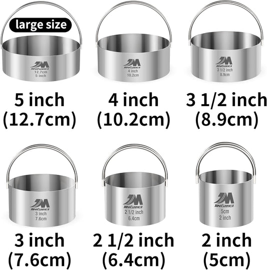 Biscuit Cutter Set for baking 2inch 2.5inch 3inch 3.5inch 4inch 5inch large size Round Cookies Cutter with Handle Professional Baking Dough Tools 6pcs set