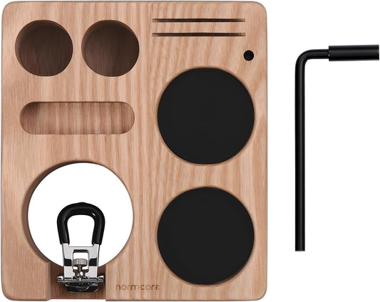 Normcore Compact Tamping Station, Tamper WDT Holder Portafilters Stand, Espresso Accessory Tool Organizer For 51mm 54mm Machine, Adjustable Height, Solid American Ashwood