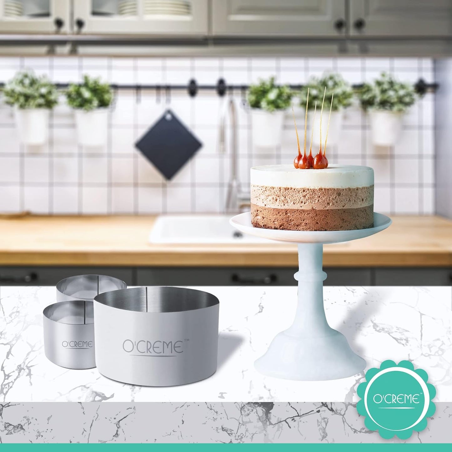 O'Creme Cake Ring Sturdy Stainless Steel Round Mousse Cake Ring Mold for Baking, Dessert Cake Decorating Pastry Rings 2-3/4 Inch Diameter x 3 Inch High
