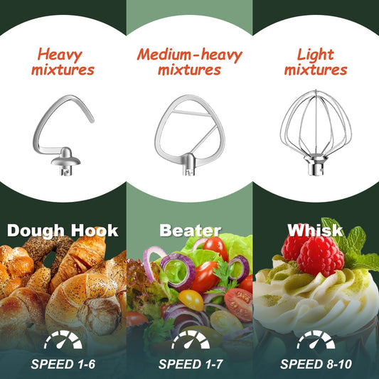 HOWORK Stand Mixer,10+p Speeds With 5.5QT Stainless Steel Bowl,Dough Hook, Wire Whip & Beater,for Most Home Cooks,Blue