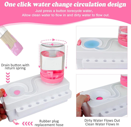 Paint Brush Cleaner, Paint Brush Rinser with Drain & Brush Holder, Painting Station, Paint Brush Cleaner Tool for Water-Based Painting Supplies