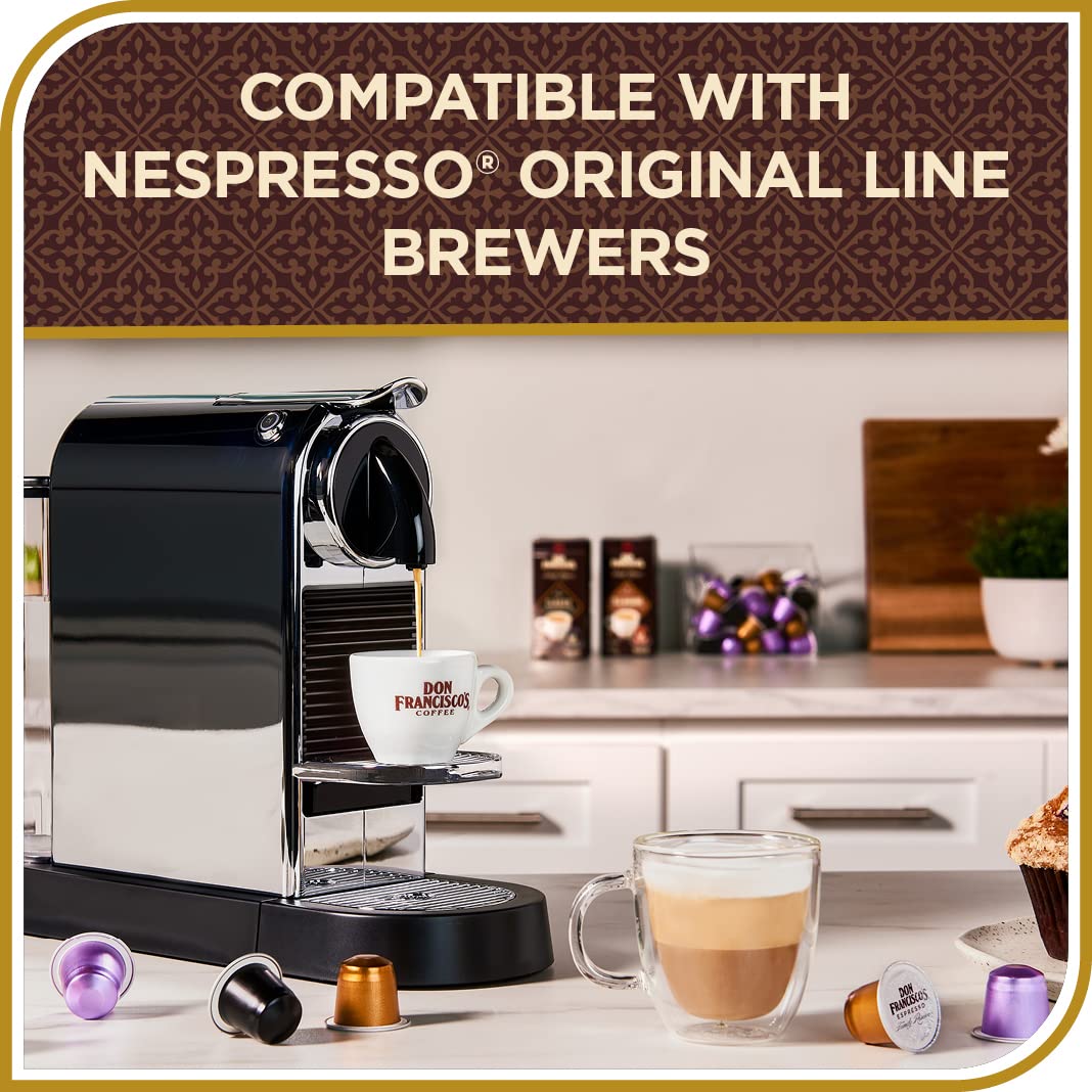 Don Francisco's Organico Espresso Pods: 80 Dark Roast Aluminum Capsules, Intensity 7, Compatible with Nespresso Original Line Machines - Bold Cuban-Style coffee with Caramel Notes