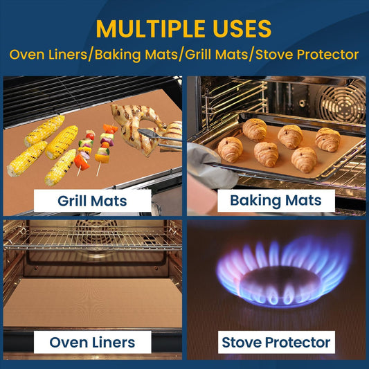 Oven Liners for Bottom of Oven -2Pack Large Heavy Duty Oven Mat, Toaster Gas Stove Oven Liner,Oven Covers for Electric Stove,Grill Mat - BPA & PFOA Free Kitchen Accessory to Keep Oven Clean