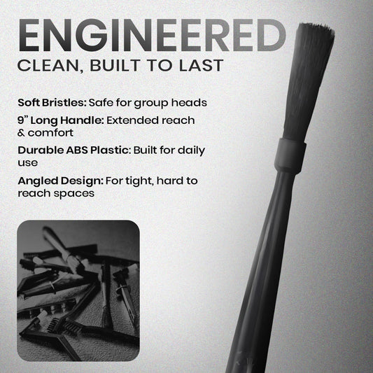 Rattleware 9" Black Espresso Machine Grinder Brush, Long Durable Handle Coffee Grinder Cleaning Brush - Ideal for Home, Cafe, Restaurant, or Hotel - Trusted by Baristas