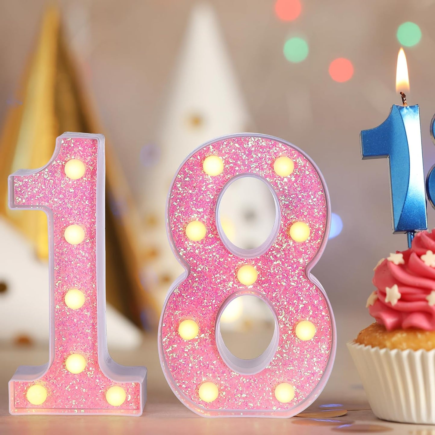 Foaky Pink Light up Letters,Pink Party Decorations,Girls Room Decor,Glitter Marquee Numbers,Alphabet Letter Sign for Night Light Birthday Party Girls Gifts, Home Bar Decoration (0)