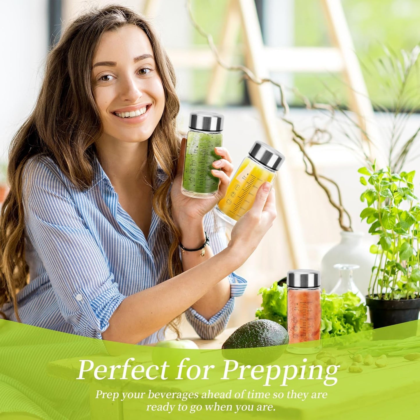 souG 4 Pack 14oz Juice Bottles,Wide Mouth Glass Water Bottles with Lids - for Juicing, Smoothies, Milk, Protein, BPA Free, Reusable, Stainless Steel Lids, Leak Proof, Shaker bottle (14oz/400ml)