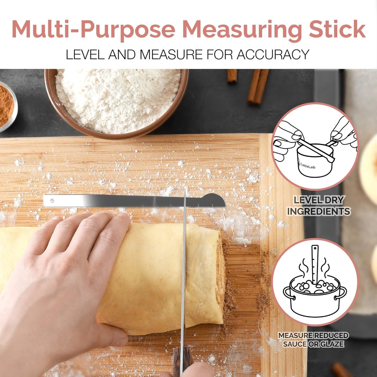 22-Piece Stainless Steel Measuring Cups and Spoons Set, Tad Dash Pinch Smidgen Drop Mini Measuring Spoons, Measuring Stick Leveler, Measurement Conversion Chart Fridge Magnet, (Country Chic)