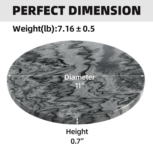 Koville African Natural Marble Cutting Board for Kitchen, 11inch Round Hand Crafted Marble Slab for Cheese, Charcuterie, Pastry Board - Wedding Gift, House Warming Gift(Monte Grigio)