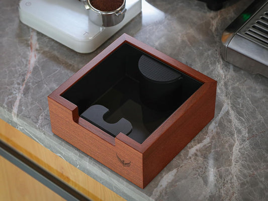 51mm Espresso Tool Kit – Calibrated Rosewood Tamper, Espresso Distributor, Magnetic Funnel with Puck Screen, Knock Box & Rosewood Tamping Station – For 51mm Espresso Machines
