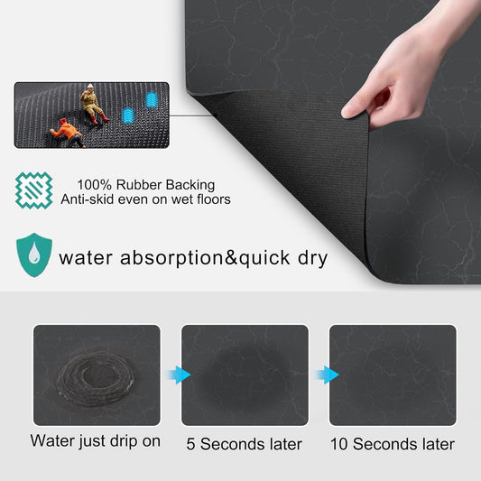 Golener Coffee Bar Accessories - Under Coffee Maker Mat, Cafe Tray Pad, Rubber Mats, Absorbent Pad, Under Appliance Mats, Dish Drying Mat for Kitchen Counter, Dish Drying Pad, 23"x15", Dark Gray