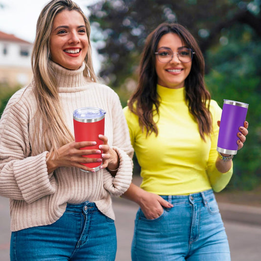 20oz Tumbler Stainless Steel Tumbler Cup with Lid Vacuum Insulated Double Wall Travel Mug, Durable Powder Coated Travel Coffee Tumbler Mug for Hot & Cold Drinks, Red,4 Pack