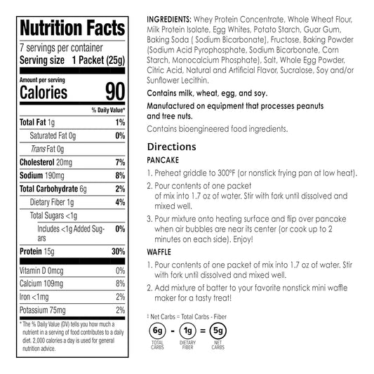 BariWise Protein Pancake & Waffle Mix, Golden Delicious, Low Sugar & Low Carb (7ct)