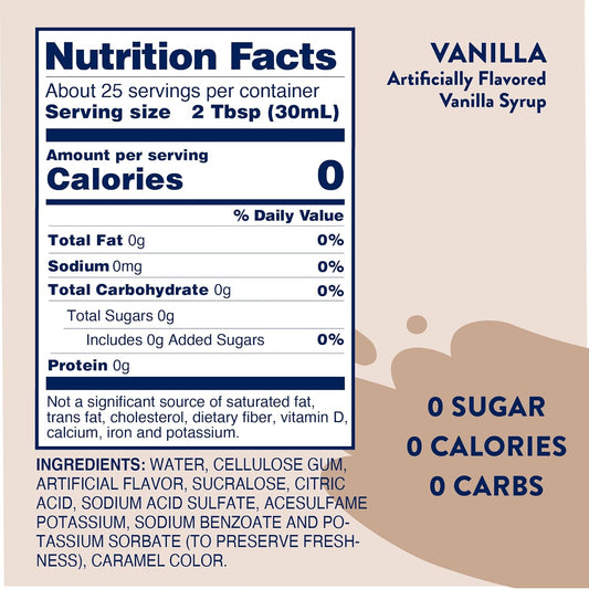 Jordan's Skinny Syrup Sugar-Free, Vanilla, 25.4 Ounce