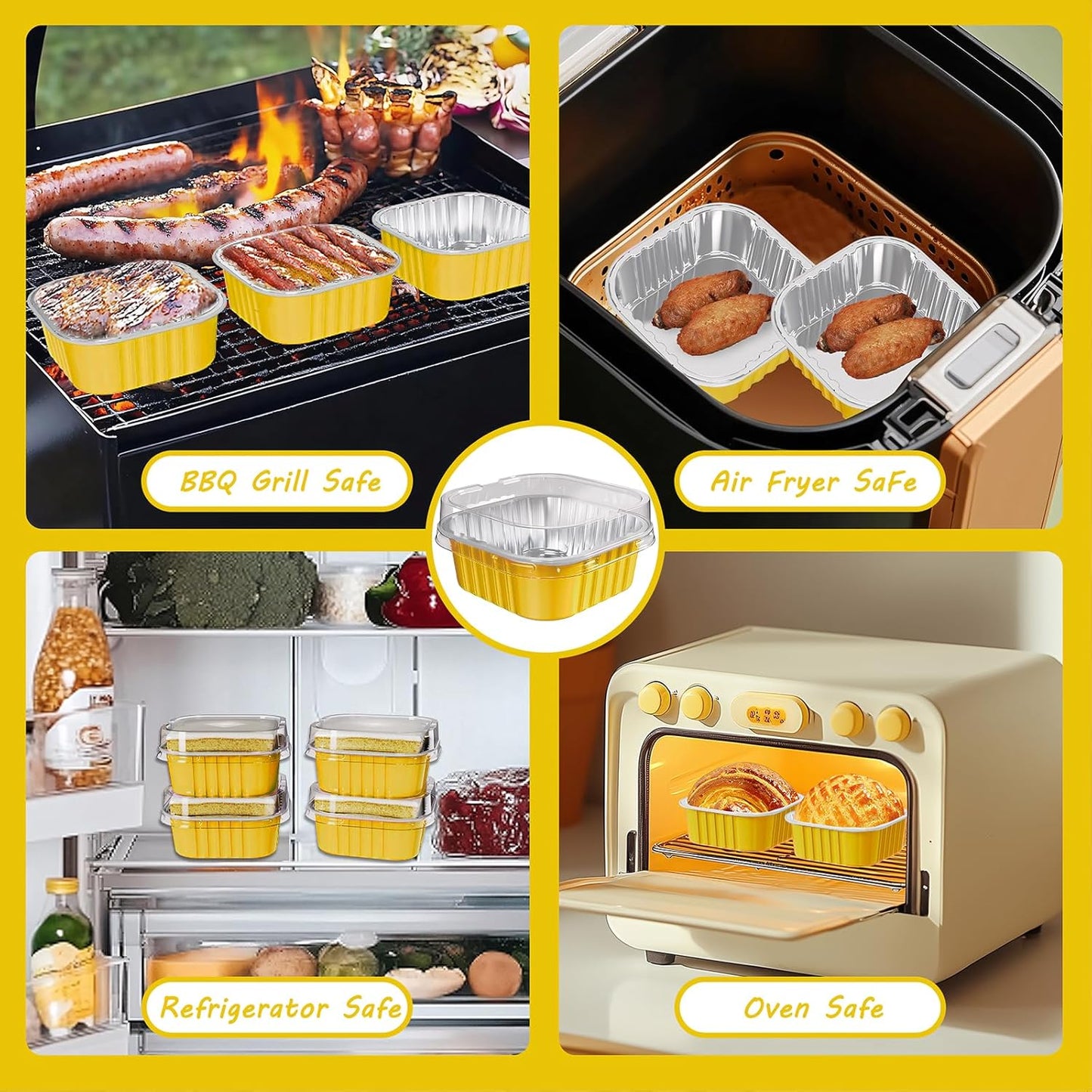 25 Pack Square Mini Cake Pans with Lids,Mini Loaf Pans with Lids,Aluminum Foil Baking Cups,Disposable Ramekins Cupcake Cups,Dessert Cups for Wedding Birthday Party Picnics,5oz (Gold)