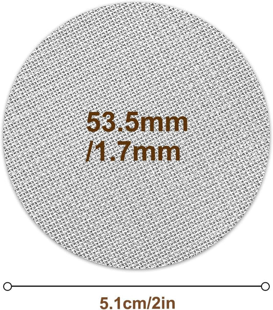 2 Pack 53.5mm Puck Screen & Food-Grade Silicone Puck Screen Holder - 1.7mm Thickness 150μm Mesh - Compatible with Espresso Machine 53.5mm Portafilter Basket
