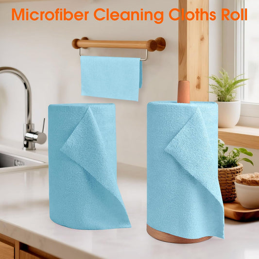 Roll of Microfiber Cleaning Cloth โ100 Pack, Tear Away Microfiber Towels, Reusable, Washable, Scratch-Free, Cleaning Supplies,Kitchen Towels for Car, Home, Kitchen, Glass, Dishes(Blue)