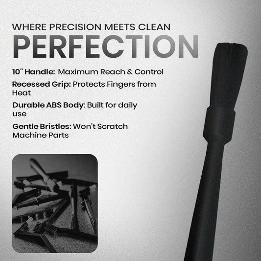 Rattleware 10" Black Espresso Machine Grinder Brush, Long Durable Handle Coffee Grinder Cleaning Brush - Ideal for Home, Cafe, Restaurant, or Hotel - Trusted By Baristas