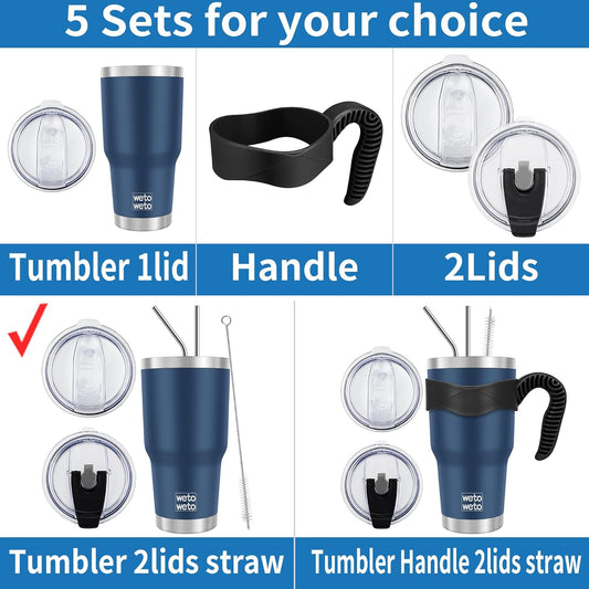 WETOWETO 30 oz Tumbler with 2 Straws and 2 Lids, Stainless Steel Insulated Vacuum Coffee Tumbler Cup, Double Wall Leakproof Travel Mug (Green-Blue Gradient, 1 Pack)