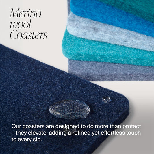 Graf Lantz - Bierfilzl Merino Wool Round Coasters Set of 4 - Black (4" Circles) - Absorbs 30% of Weight - German Wool - Heat Resistant, Sustainable, & Reusable - Home Decor & Coffee Table Decor