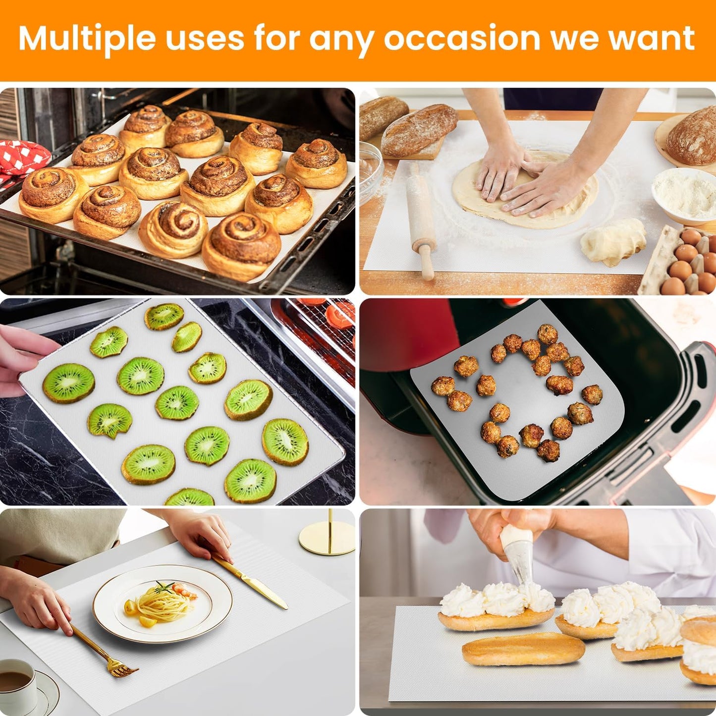 Silicone Baking Mat Roll - Best German Silicone -Heat Resistant Pie Cookie Bread Pizza Macaron Baking Mat, Silicone Pastry Mat, Non-Stick Dough Mat Non-slip Silicone Mat Roll for Countertop Protector