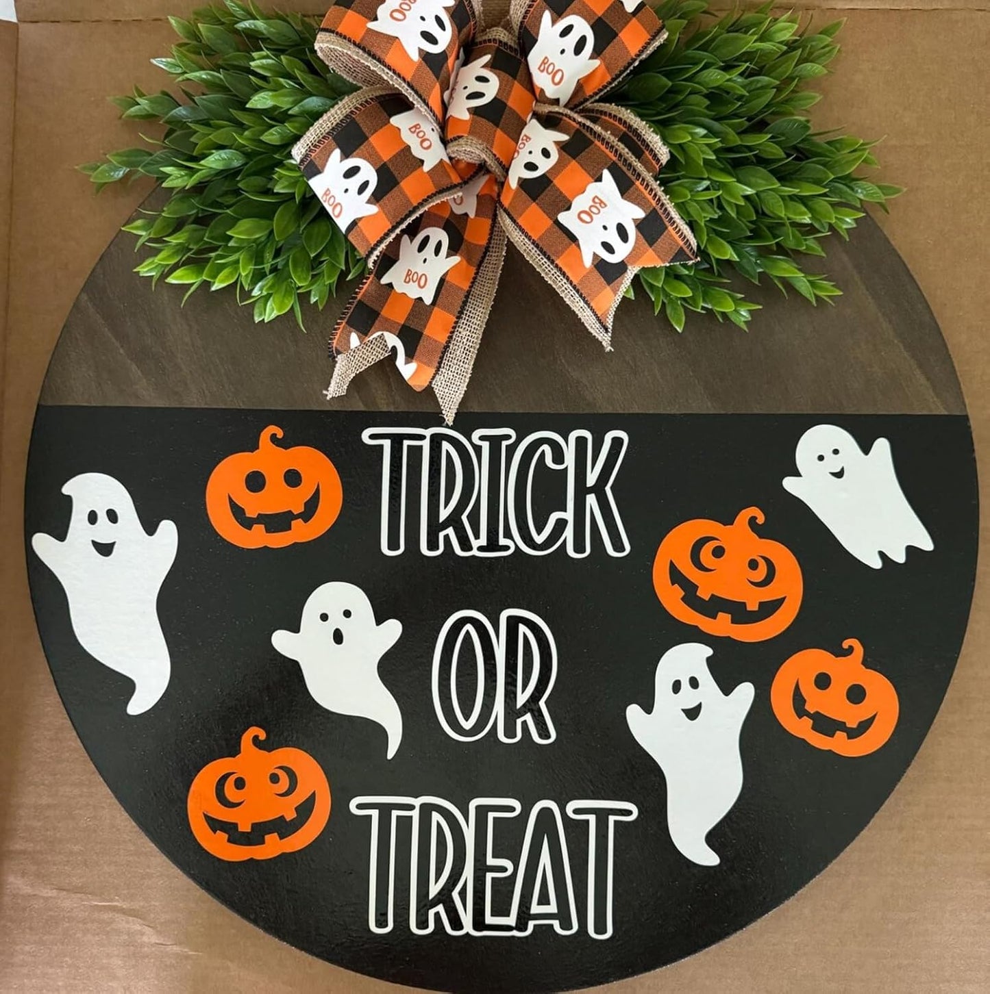 Halloween Stencils for Painting on Wood 12” Round Halloween Stencil Hey Boo Trick or Treat Ghost Pumpkin Face Templates for Door Hanger Porch Sign