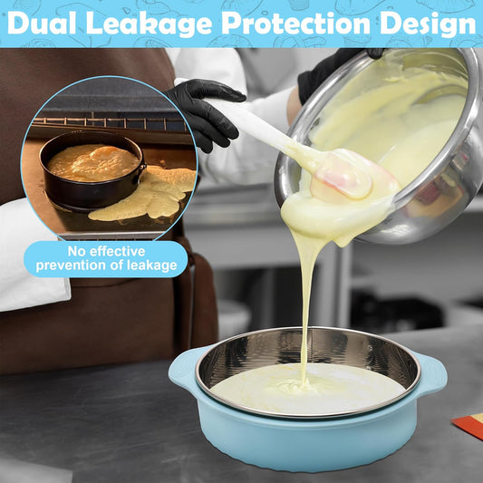 9 Inch Springform Pan with Silicone Pan Protector, 304 Stainless Steel Nonstick Leakproof Springform Cake Pan with Removable Bottom with 50pcs Parchment Paper