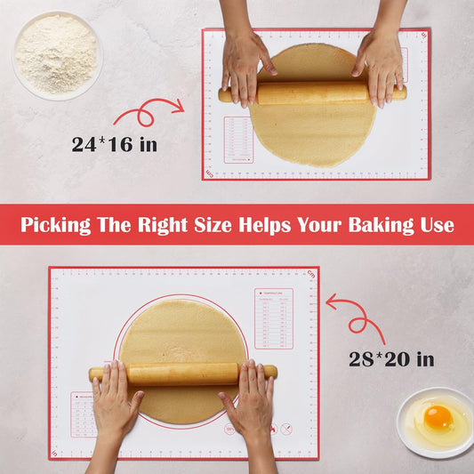 BlueBark 2 PCS - 28"L x 20"W Non-stick Silicone Baking Mat for Pastry & Dough, Sourdough Bread Making Tools, Kitchen Counter, Cooking Enthusiasts