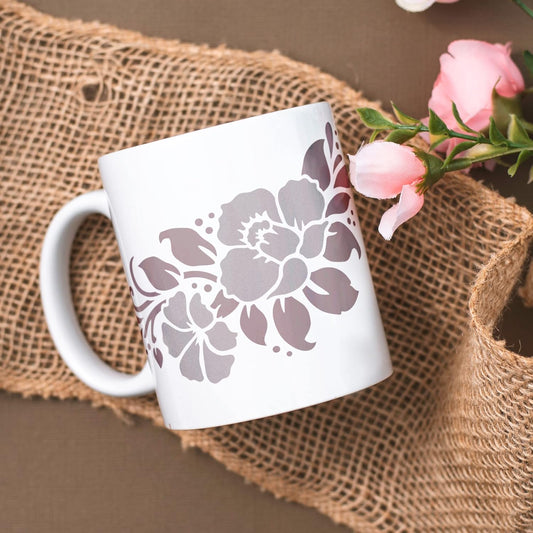 NAKLEO Painting Stencil for Crafts A5 5.9” x 8.3”, Flowers Frame Floral Pattern, Reusable Plastic DIY & Scrapbooking Drawing Template, Decoupage Art Home Decor, Wall Wood Fabric Furniture