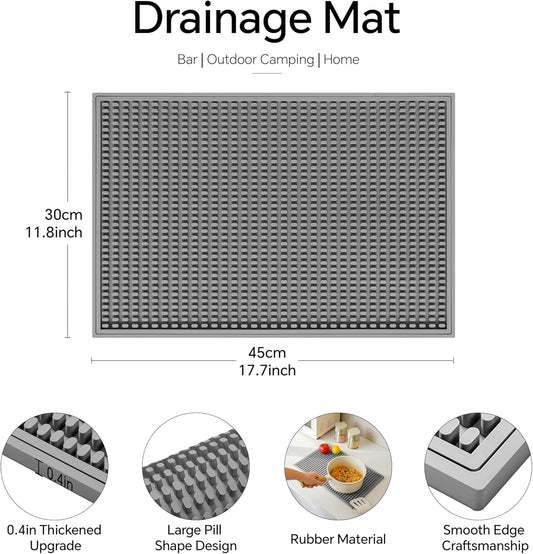 2 Pack Bar Mat, Home Bar Tool Drying Mats, Bar Accessories for The Home Bar Set 18''x12''(Gray) for Bars, Outdoor Camping, Bar for Home