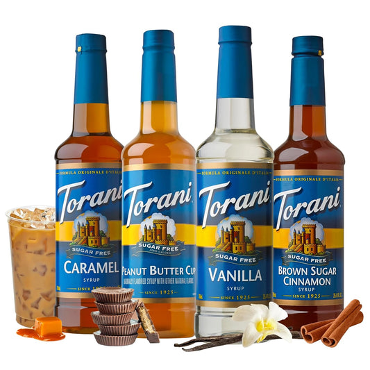 Torani Syrup Variety Packs, Sugar Free Coffee Favorites, 25.4 fl oz Bottle (Pack of 4)