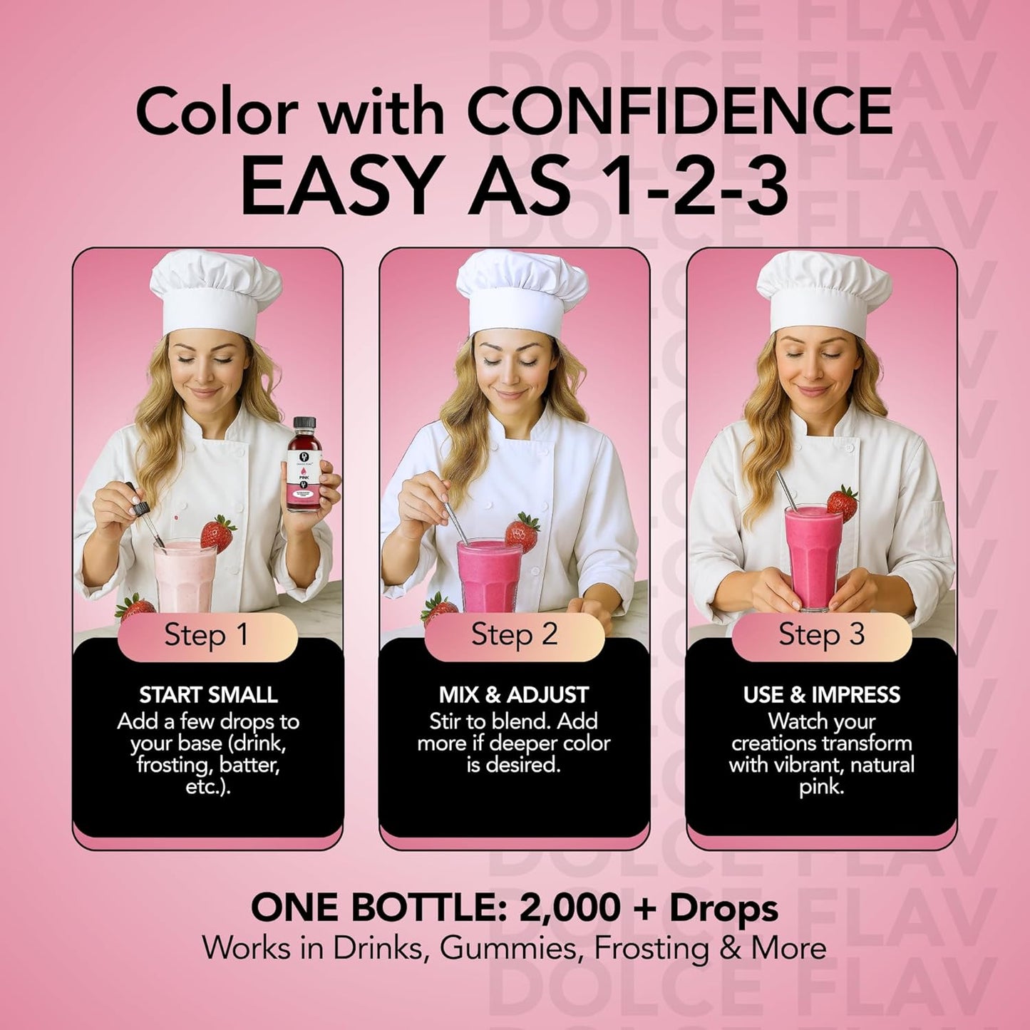 Dolce Flav Natural Pink Food Coloring โ 2 oz Plant-Based Color from Beetroot with Graduated Dropper | Water-Soluble Liquid Dye for Baking, Frostings & Drinks | Kosher | Made in USA
