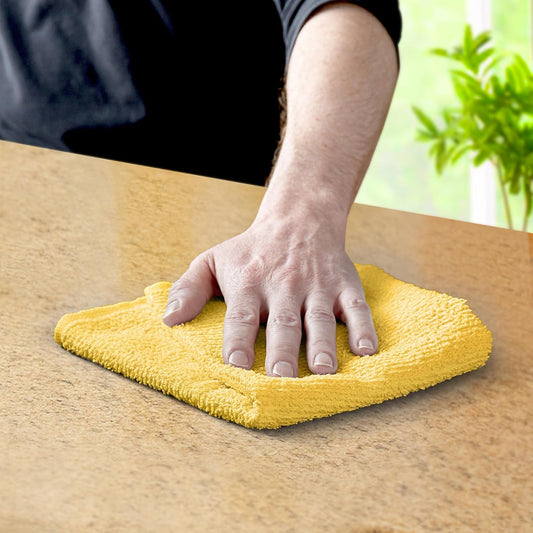 Avalon Towels Terry Bar Mop Towels (Value Pack of 60) Size 14"x17" โ Absorbent and Durable, Multipurpose Cleaning Rags, Cotton Cleaning Cloths, Terry Cloth Rags, Reusable Shop Rag (Yellow)