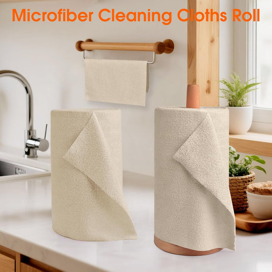Roll of Microfiber Cleaning Cloth โ100 Pack, Tear Away Microfiber Towels, Reusable, Washable, Scratch-Free, Cleaning Supplies, Kitchen Towels for Car, Home, Kitchen, Dishes(Desert Gold)