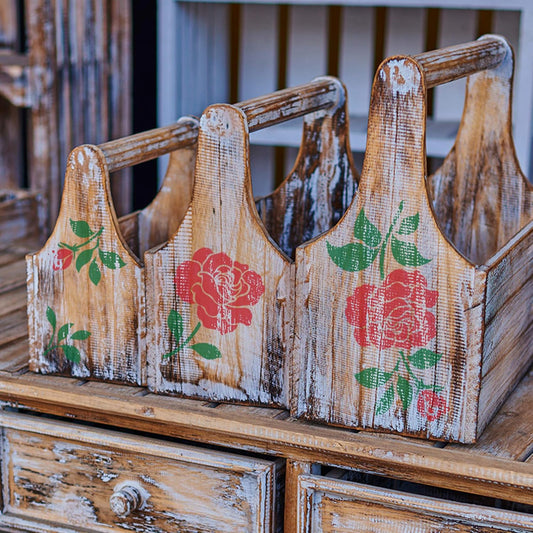 NAKLEO DIY Reusable Plastic Stencil - 30x42cm / 11.7” x 16.5” - Rose Flower Bloom - Art Craft Wall Painting Pattern Template Scrapbooking Decoupage - Fabric Furniture Wood