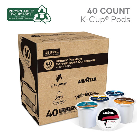 Keurig Premium Coffeehouse Collection, Single Serve Keurig K-Cup Pods, Medium and Dark Roast Coffees, 40-Count Box
