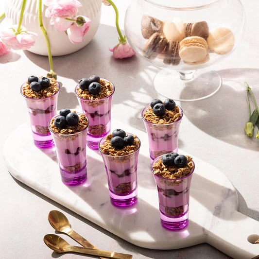 M&N HOME Purple Ombre Shot Glasses, 2 Oz Set of 6 Colored Shot Glasses, Whiskey Glasses, Tequila, Cocktail Glasses, Vodka Glasses, Spirits & Liquors (Gradient Purple)