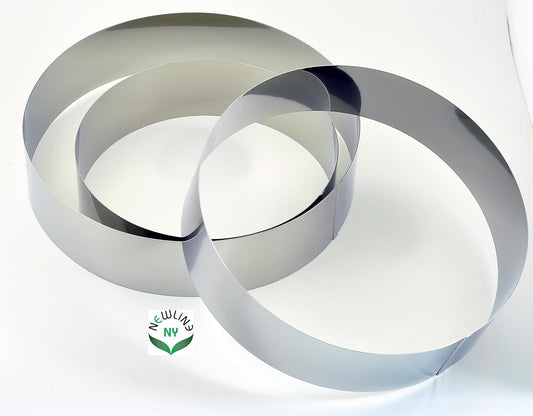 NEWLINE NY Stainless Steel Cake Mousse Rings for creating Round Appetizers, Molded Salads, Cakes, Mousse and Desserts, 3 Round Cake Mousse Flan Rings 8", 9.5" 10.5" Set
