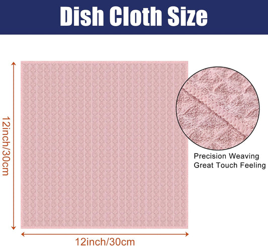 Homaxy Microfiber Waffle Weave Kitchen Dish Cloths, 12 x 12 Inch Ultra Absorbent and Solid Color Dish Towels for Kitchen Fast Drying Dishcloth for Washing Dishes, 8 Pack, Pink
