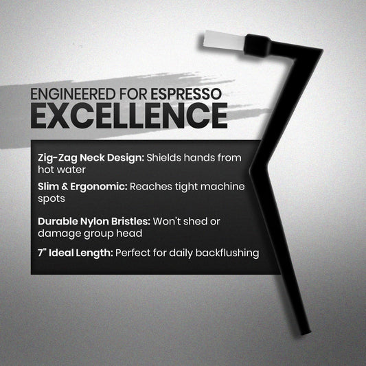 Rattleware Durable Espresso Machine 7” Zig Zag Group Brush for Home, Cafe, and Restaurant - Perfect Cleaning Coffee Brush Ideal for Daily Backflushing Routine (Pack of 2)