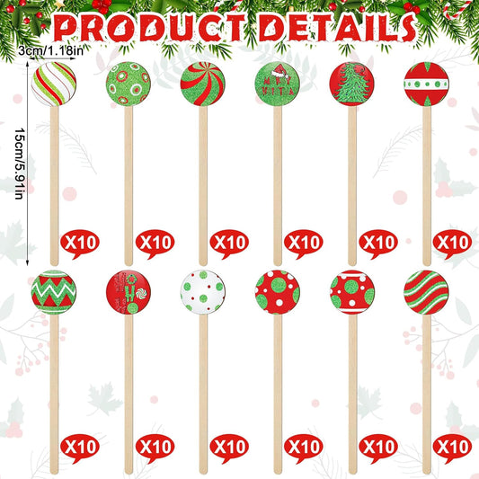 Jinei 120 Pcs Christmas Coffee Stirrers Stir Sticks Natural Wooden Stir Sticks Disposable Drink Stirrers for Stirring Hot Chocolate Milkshake Restaurant Home Office