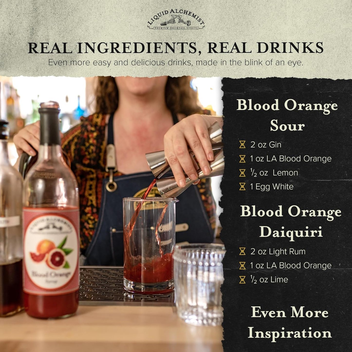 Liquid Alchemist Blood Orange Syrup for Cocktails - Real Ingredients Make our Blood Orange Puree a Perfect Margarita Mixer - Non-GMO Sour Mix (12 oz)