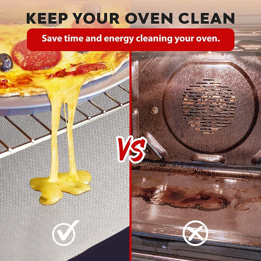 Oven Liners for Bottom of Oven Silver (2-pack) Bundled with Rack Shields (2-pack) - Large Mat for Bottom of Stove (17"x 25") and 14" Silicone Rack Protectors - Reusable & Heat Resistant