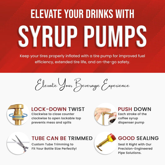 Jimoco® Syrup Pump Dispenser + Torani® Sugar Free Peach Syrup, 25.4 oz - Coffee Syrup Pump & Flavoring Bundle