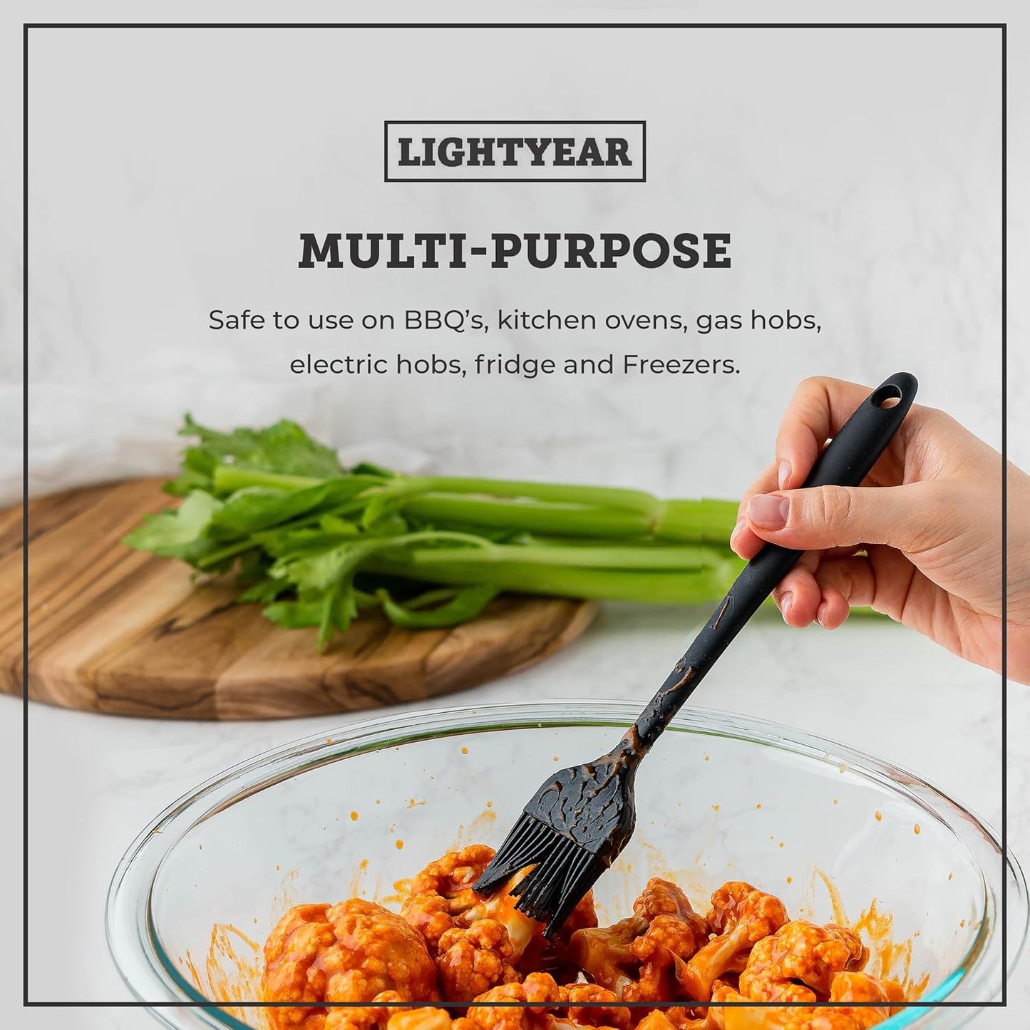 Lightyear Silicone Basting Pastry Brush Set (2 Pcs) ❘ 450°F Heat Resistant Oil Brush for Your Kitchen - Ideal For BBQ’s, Baking & Cooking | 100% Food Grade Silicone - BPA Free & Dishwasher Safe