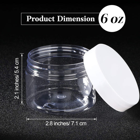 Patelai 4 Pieces Round Wide-mouth Leak Proof Plastic Container Jars with Lids for Travel Storage Makeup Beauty Products Face Creams Oils Salves Ointments DIY Making(6 Ounce,White)